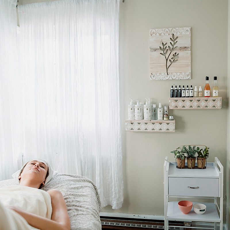 a person sitting on a bed